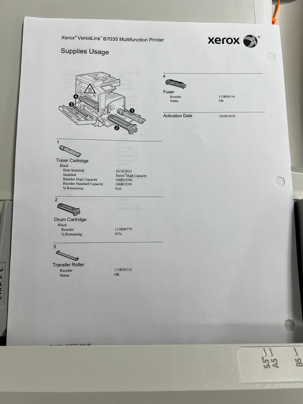 Xerox VersaLink B7035 Multi-Function Printer/Copier 35 ppm 18K Total Impressions