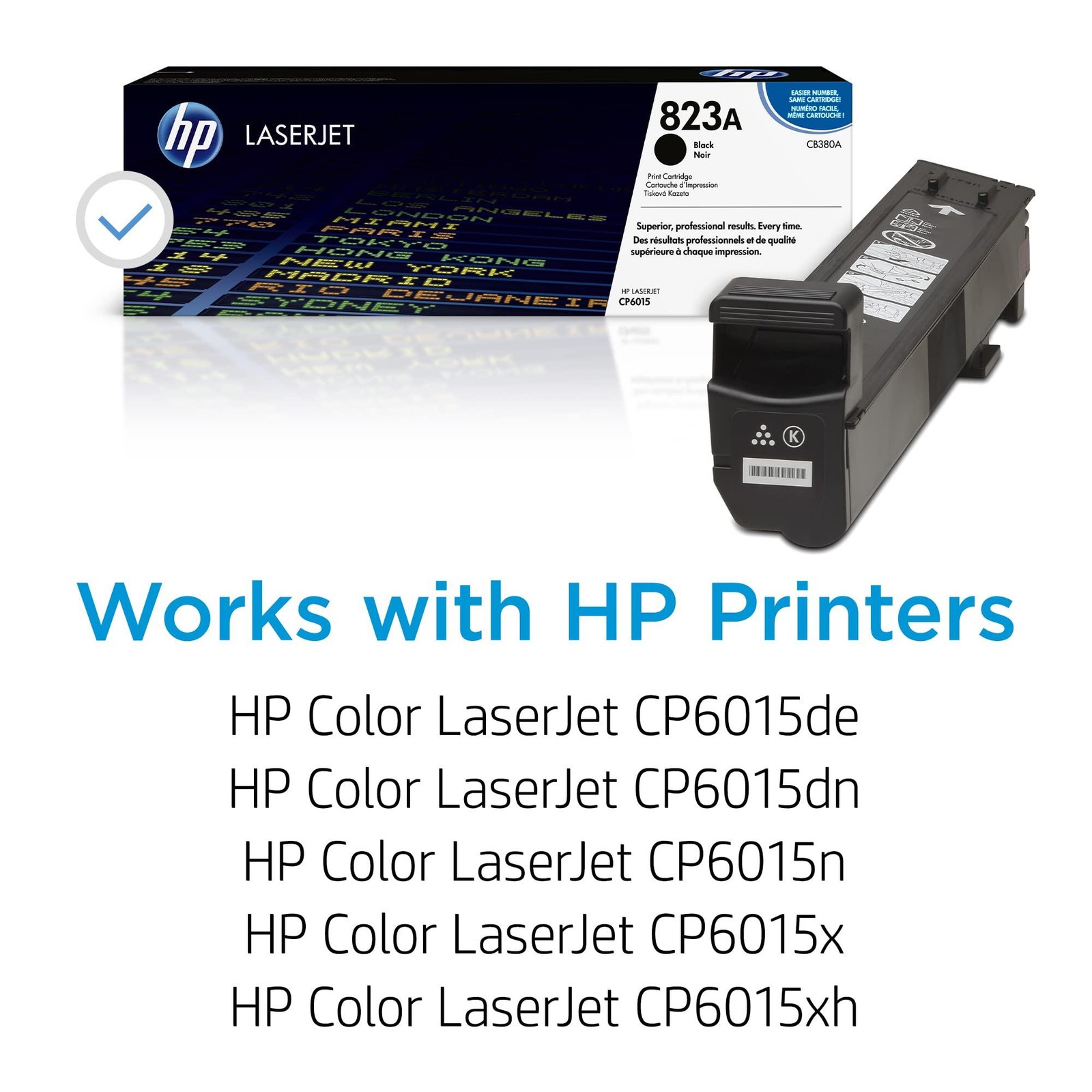 HP Original 823A Black Toner Cartridge | Works Color LaserJet CP6015 Series | CB
