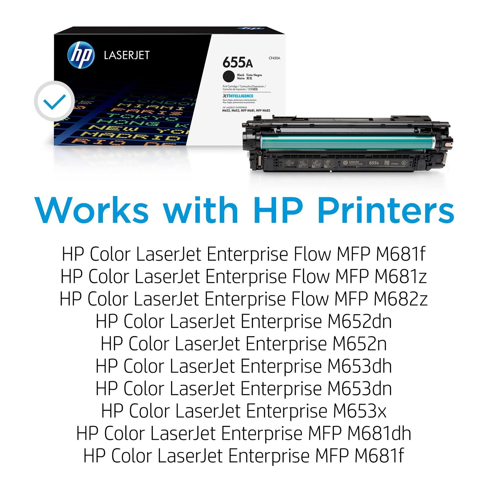 HP 655A Black Toner Cartridge | Works Color Laserjet Enterprise M652, M653, Colo