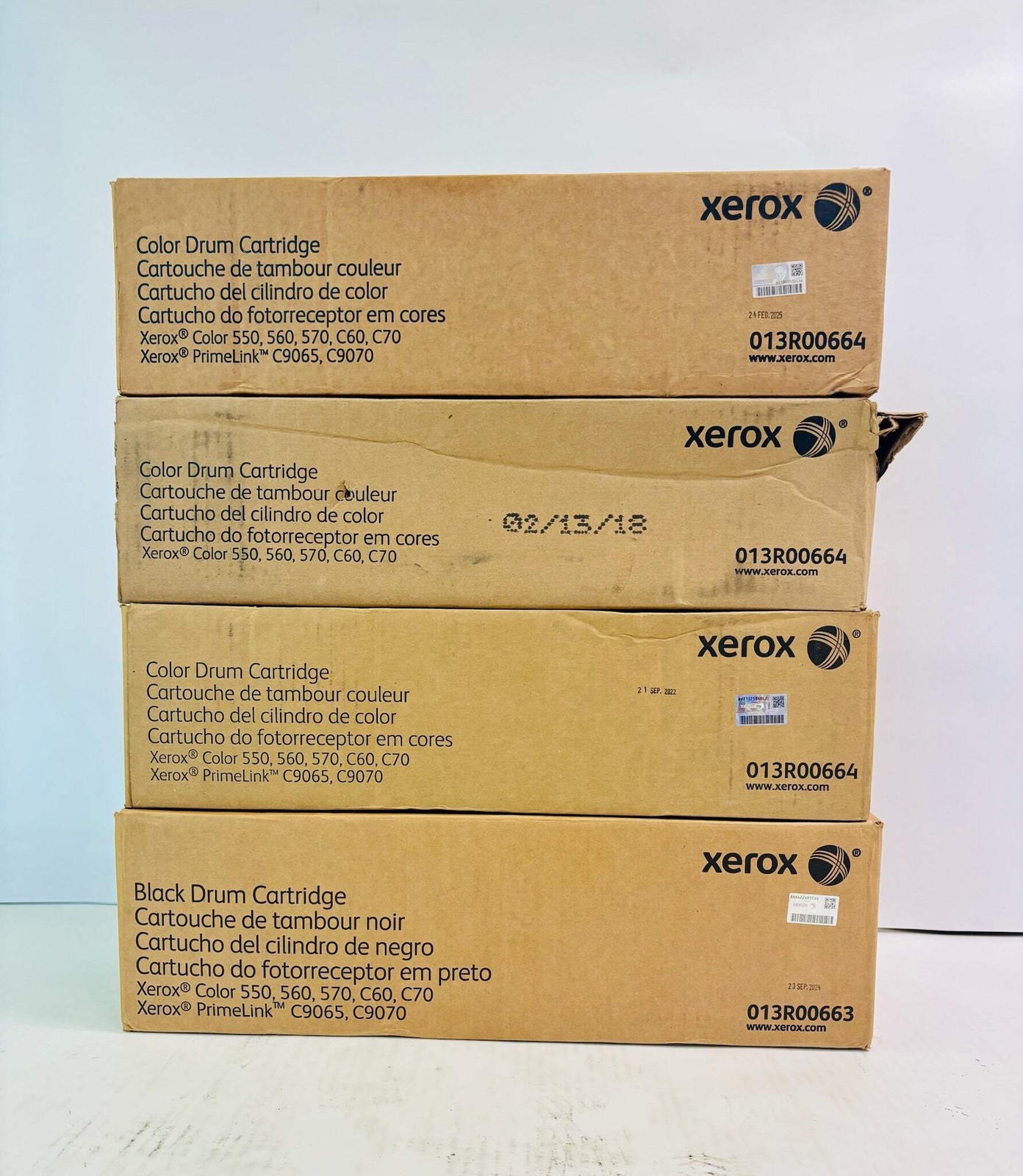 4 Open Genuine Xerox Color 550,560,570 Color & Black Drum 0013R00663,0013R00664