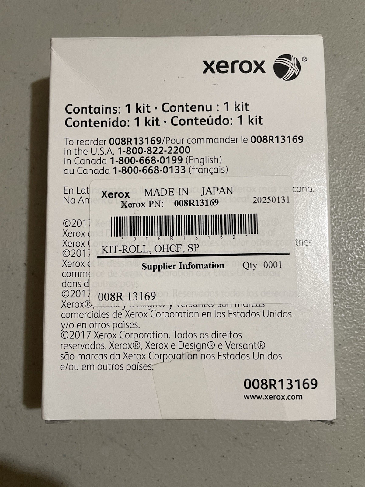 Xerox 008R13169 Feed Roller Kit, Brand New (Opened Box), Free Shipping