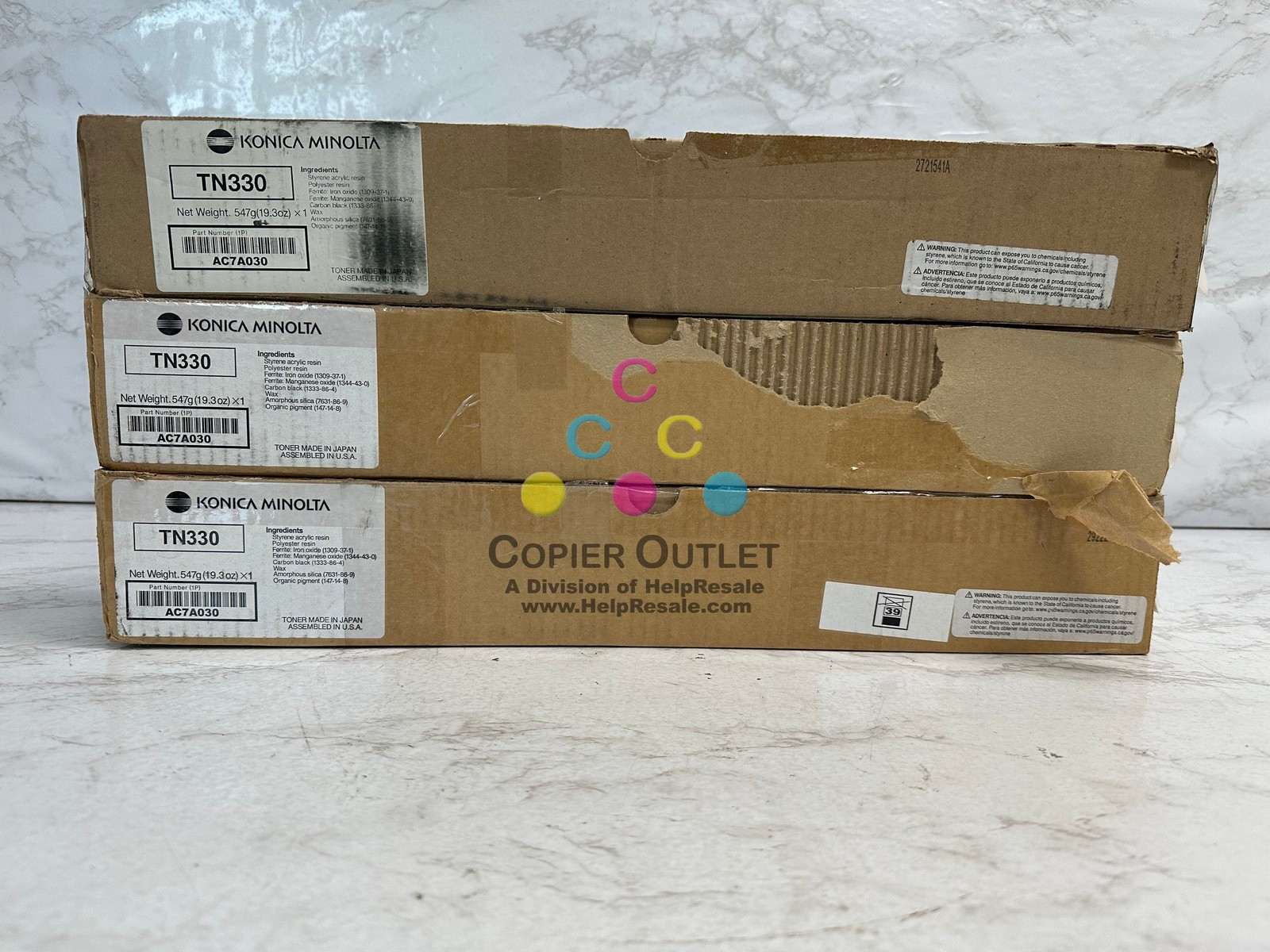 3 Cosmetic OEM Konica BH 300i,360i Black Toner Cartridges TN330, AC7A030 (Plain