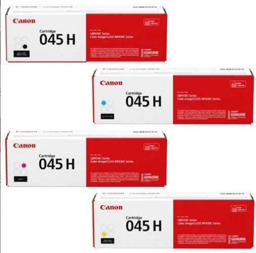 Original Canon 045H Toner Set 4-Pack (High Yield) Black & Color Cartridge