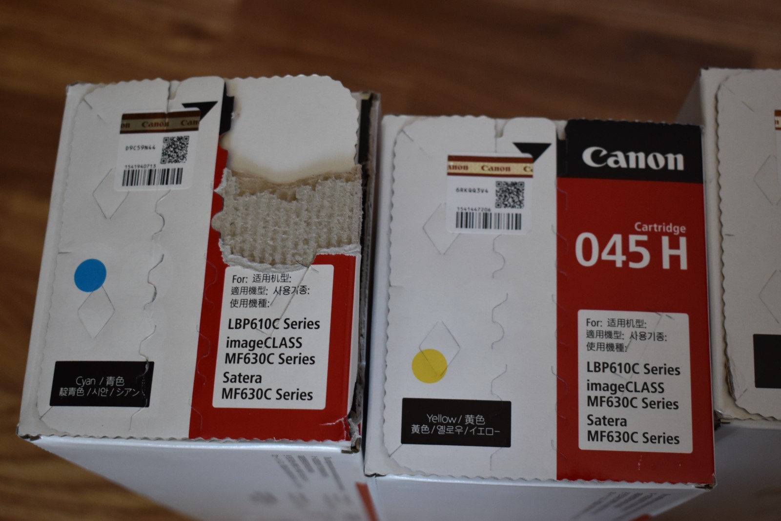 New Genuine Canon 045H (Black/C/M/Y) 4 Color Toner Set LBP612/MF632/634