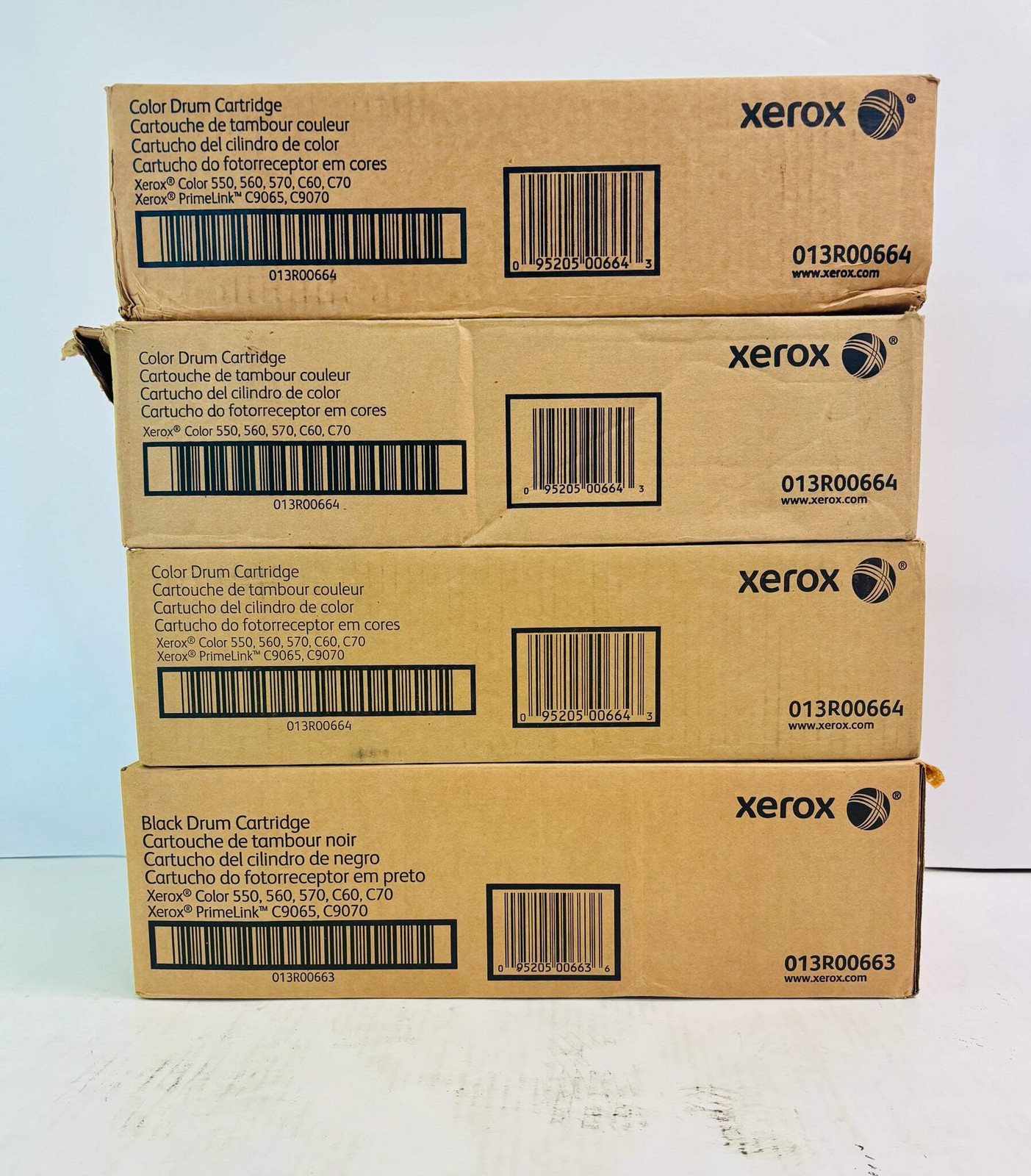 4 Open Genuine Xerox Color 550,560,570 Color & Black Drum 0013R00663,0013R00664