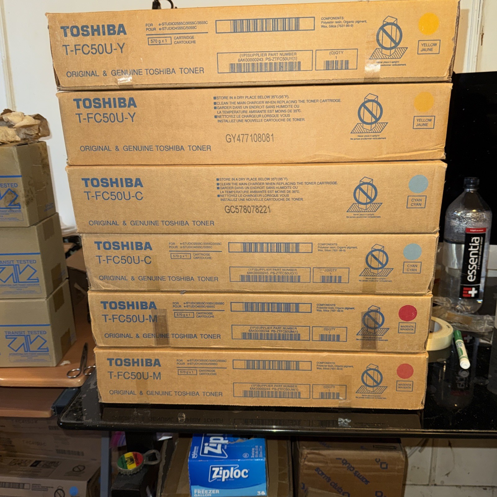 Toshiba T-FC50U-Y, T-FC50U-C, T-FC50U-M Magenta, Yellow, Cyan LOT OF 6 TONER.
