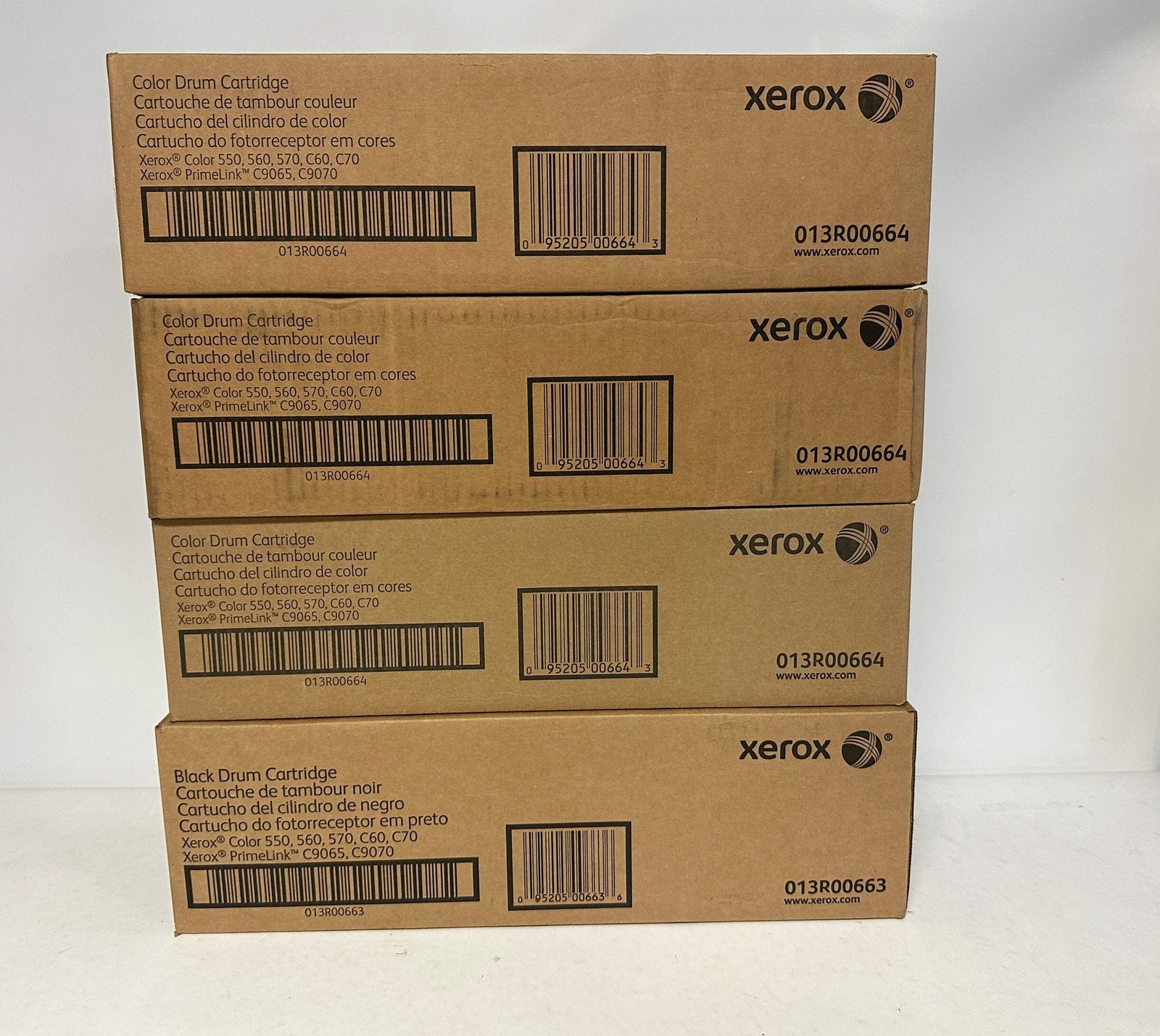 4 OEM Xerox C550,560,570,C60,C70 Drums 013R00663, 013R00664 (1 Black, 3 Color)