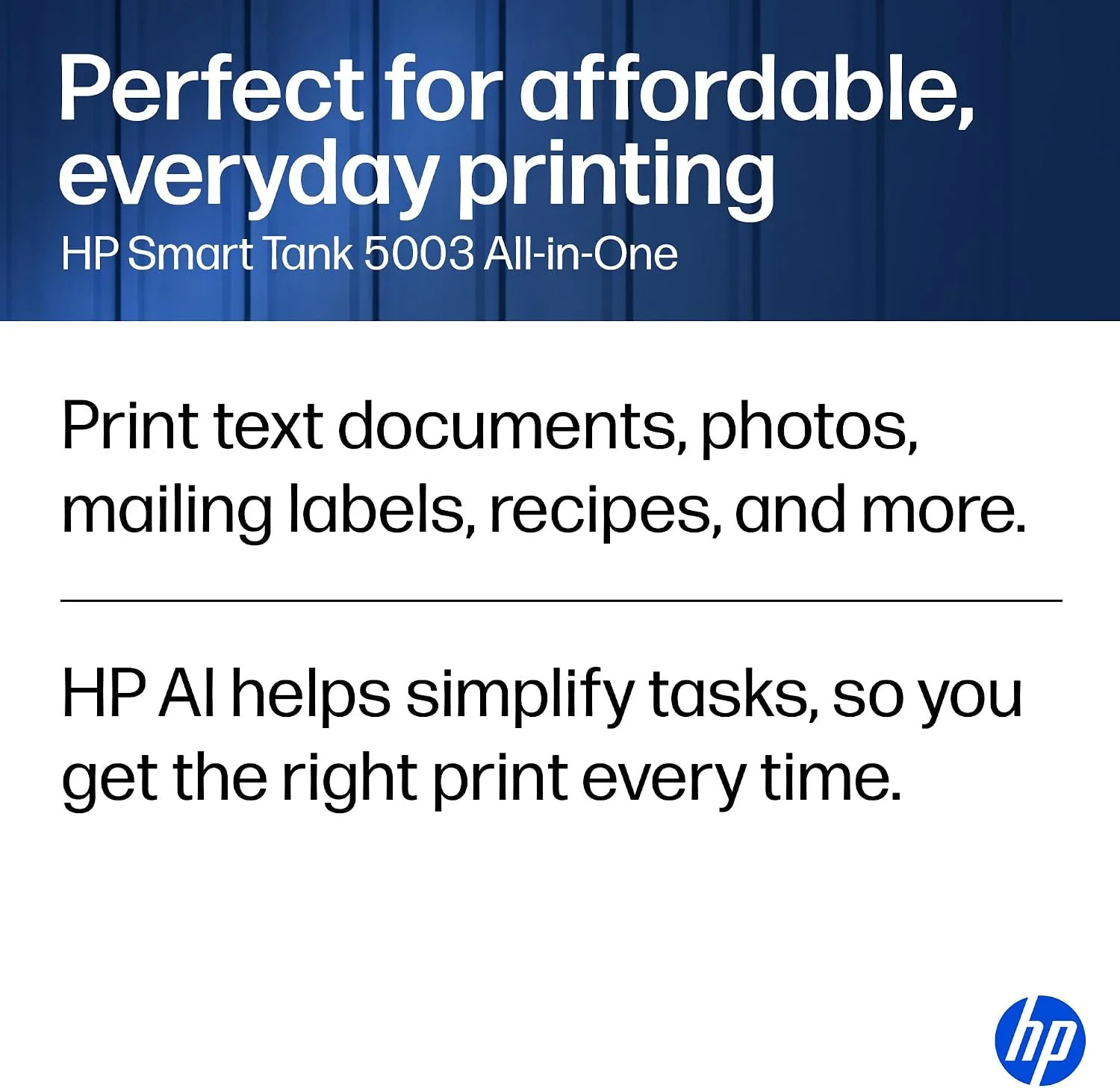 HP Smart Tank 5003 Wireless All-in-One Ink Tank Printer, Scanner, Copier with up