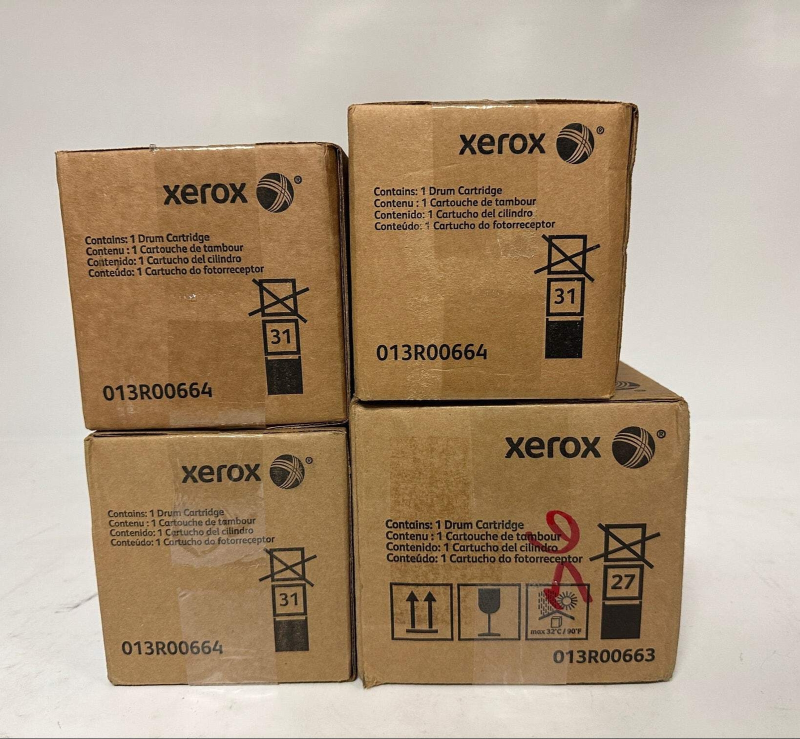 4 OEM Xerox C550,560,570,C60,C70 Drums 013R00663, 013R00664 (1 Black, 3 Color)