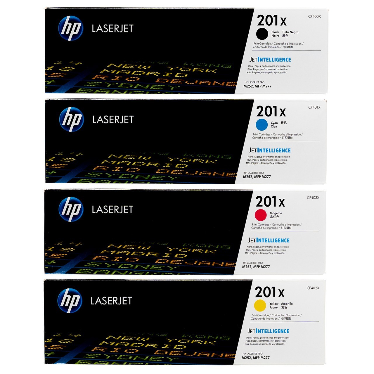HP 201X Toner Set – Full CMYK High Yield (Black Cyan Magenta Yellow)