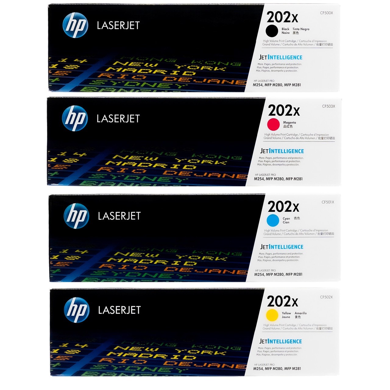HP 202X High-Yield Toner Cartridge Set(Black,Cyan,Magenta,Yellow)