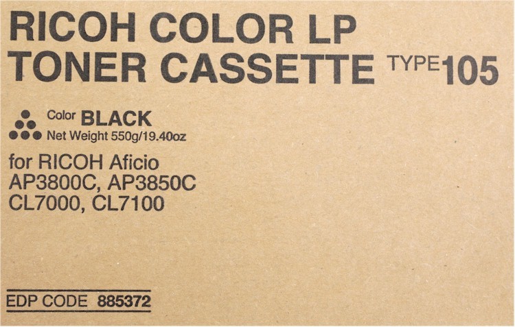 NEW RICOH COLOR LP Toner Cassette TYPE 105/885372 *BLACK*
