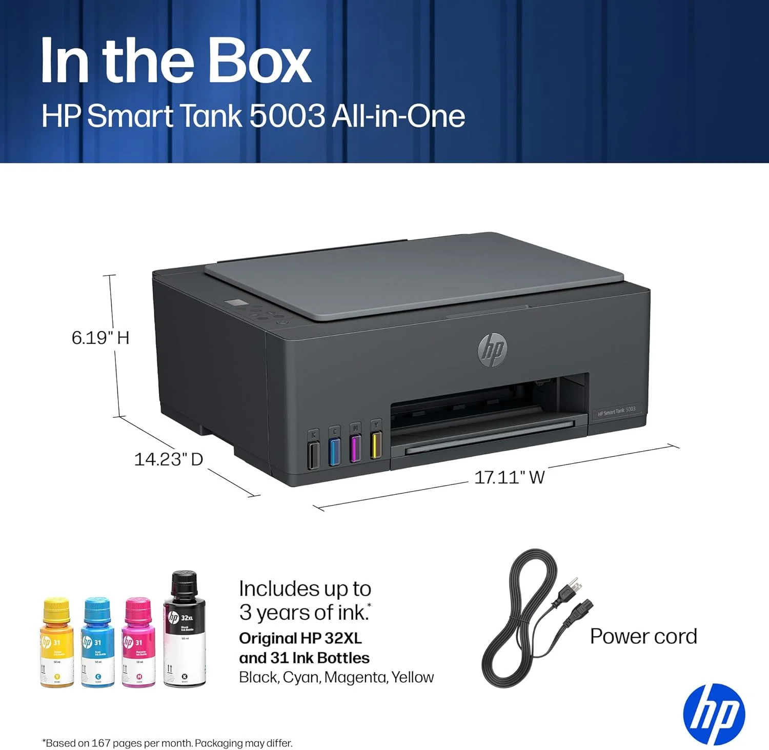 HP Smart Tank 5003 Wireless All-in-One Ink Tank Printer, Scanner, Copier with up