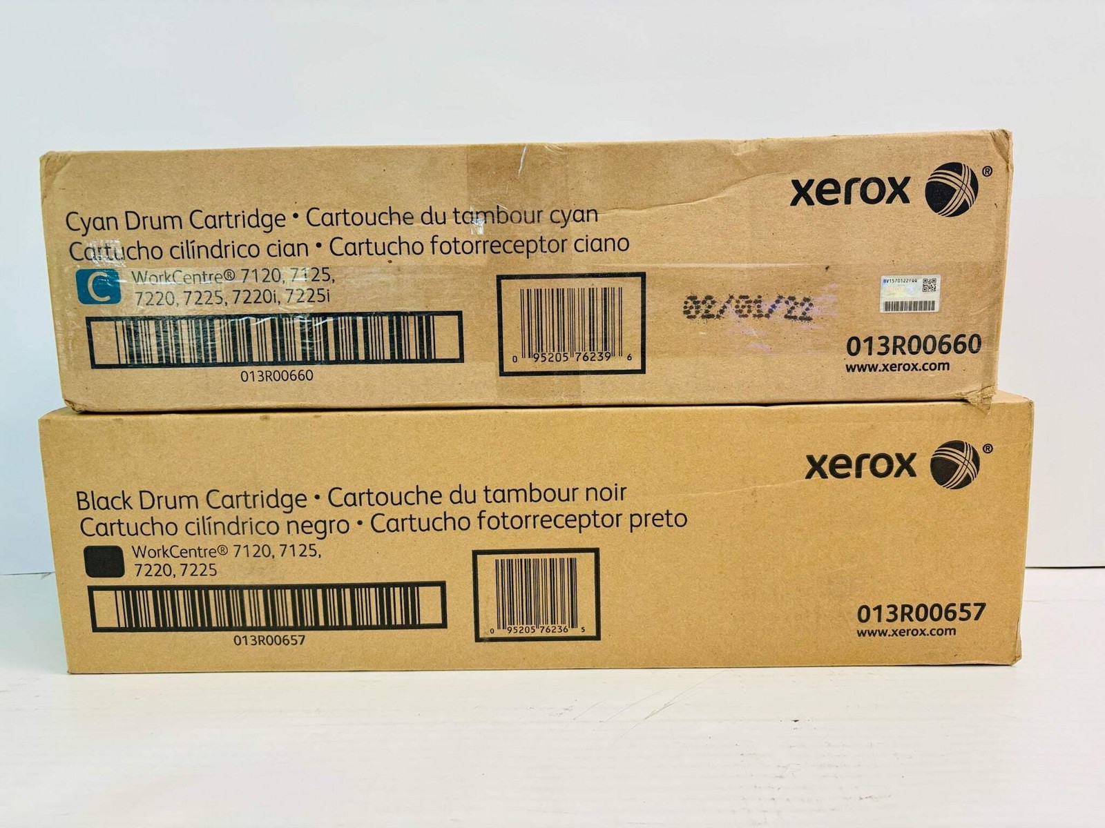 2 Genuine Xerox WorkCentre 7120, 7125 Cyan & Black Drum Unit 013R00657, 013R0066