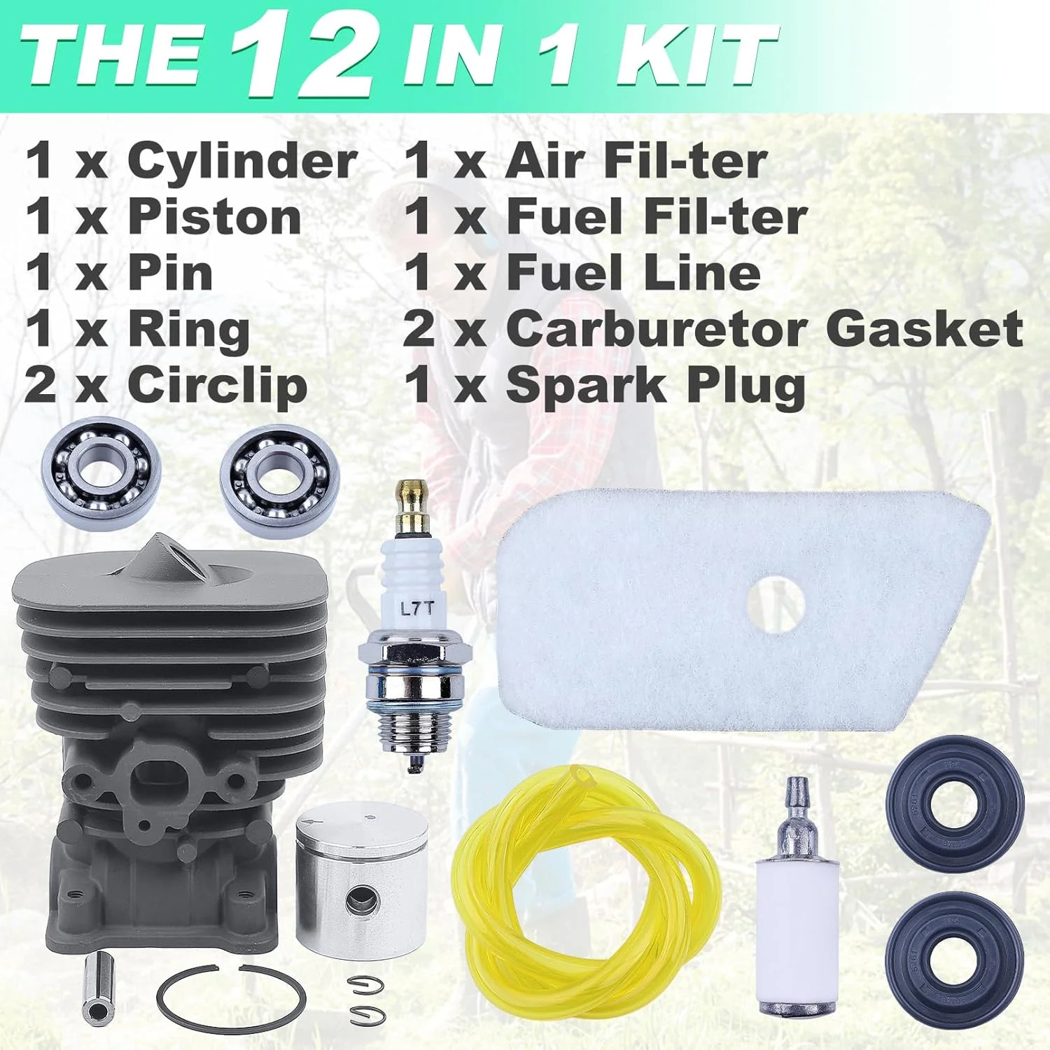 Adefol 35mm Cylinder Piston Kit for Husqvarna 128C 128CD 128L 128LD String Trimm