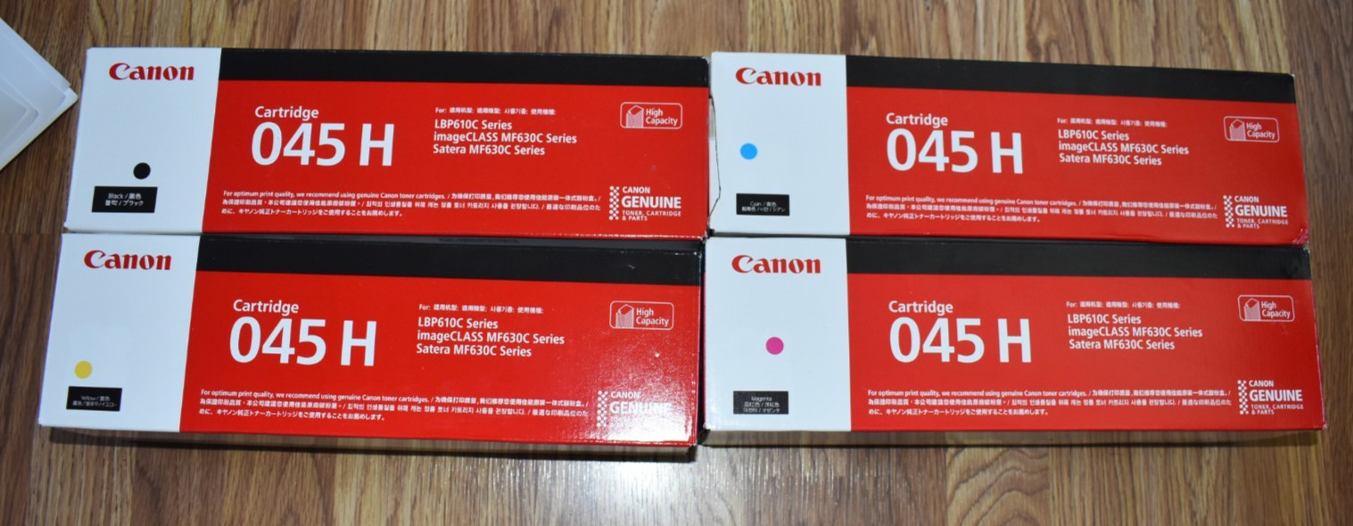 New Genuine Canon 045H (Black/C/M/Y) 4 Color Toner Set LBP612/MF632/634