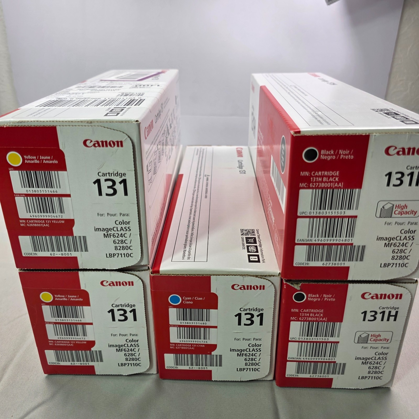 CANON Color Bundle (2) 131H BLACK+ (1) 131 CYAN + (2) YELLOW TONER CARTRIDGE SET