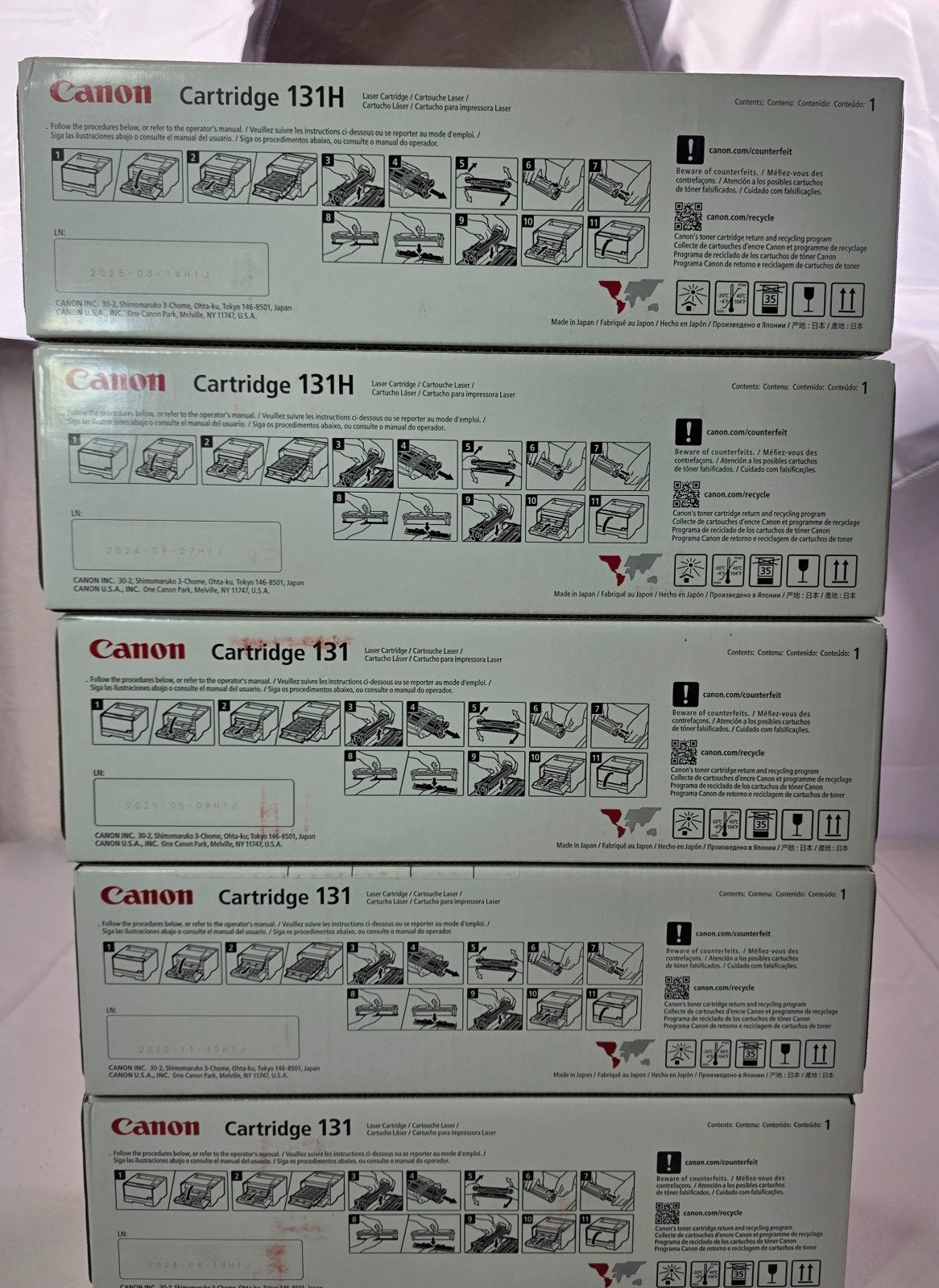 CANON Color Bundle (2) 131H BLACK+ (1) 131 CYAN + (2) YELLOW TONER CARTRIDGE SET