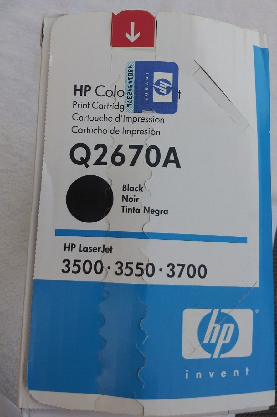 Genuine HP Q2670A Black Color LaserJet Print Cartridge New Sealed 3500 3550 3700