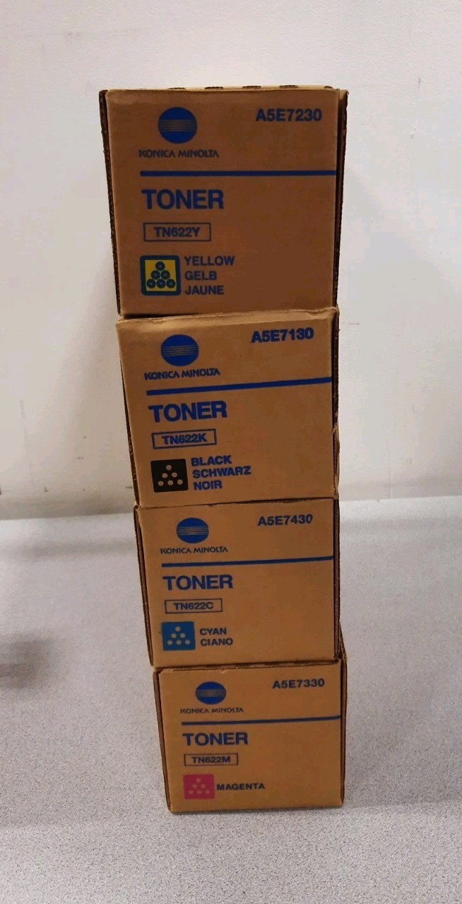 New Set of OEM Konica Minolta Toner TN622 K/C/M/Y for C6085 C6100 C1085 C1100