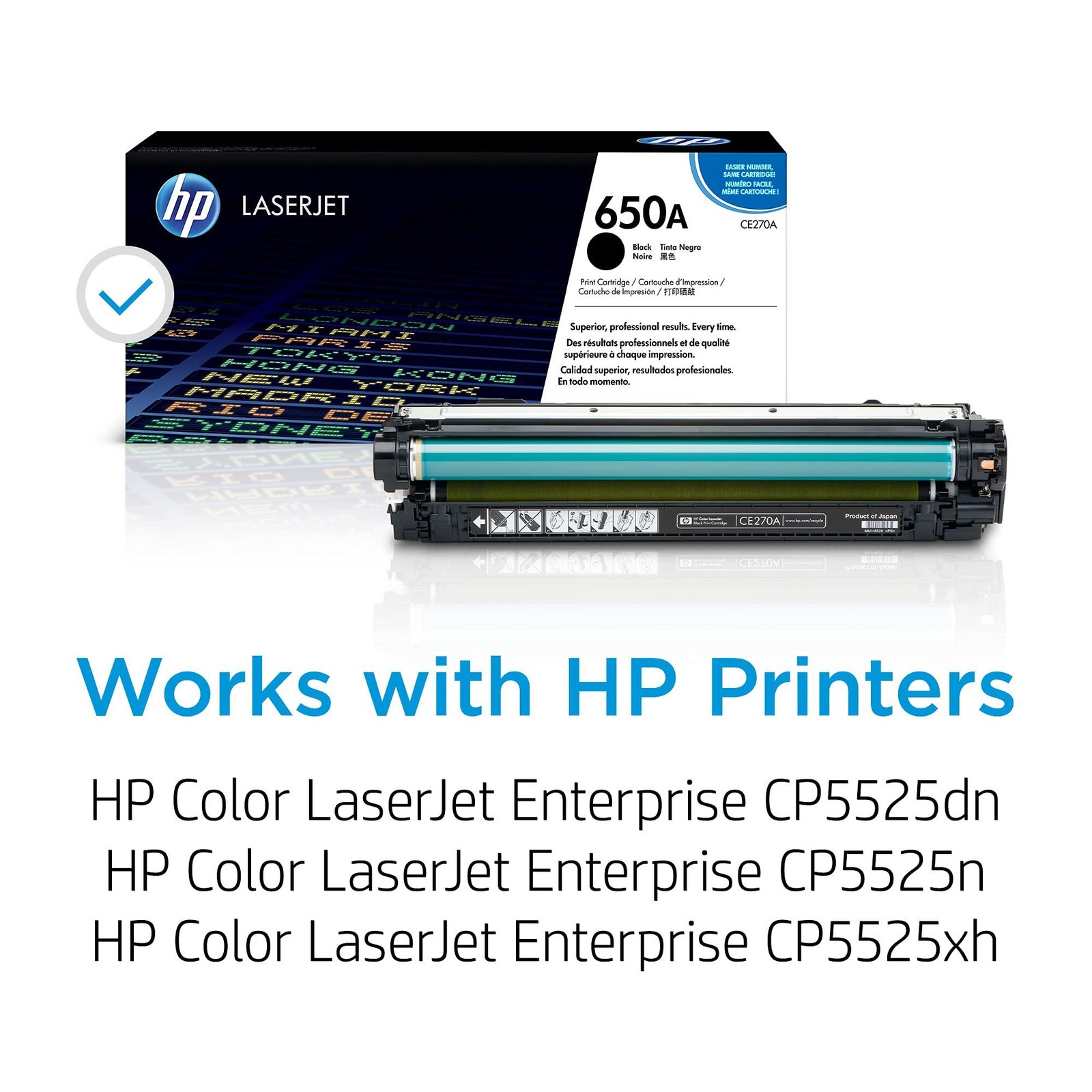 HP 650A Black Toner Cartridge | Works Color Laserjet Enterprise CP5525 Series |