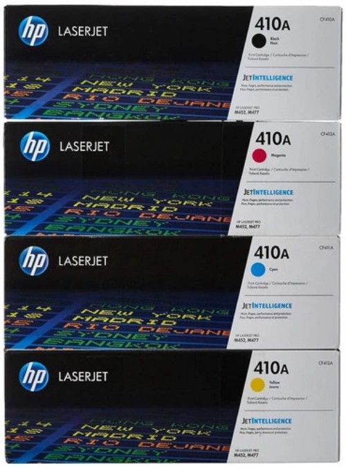 HP 410A Toner Cartridge Set – Black Cyan Magenta Yellow – Genuine OEM CF410A-CF4