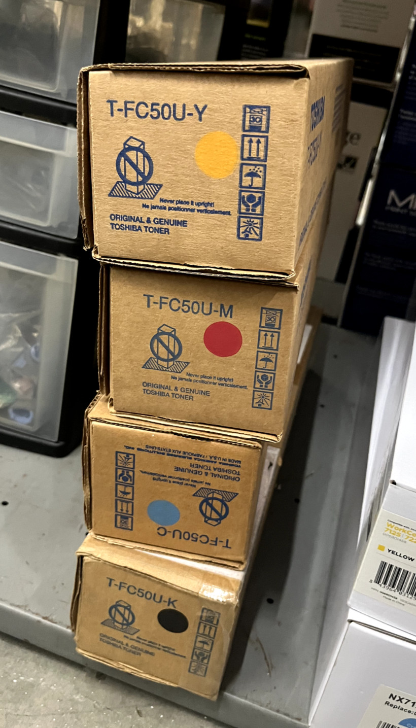 New, Genuine Toshiba T-FC50U Full Color Set – Black, Cyan, Magenta, Yellow