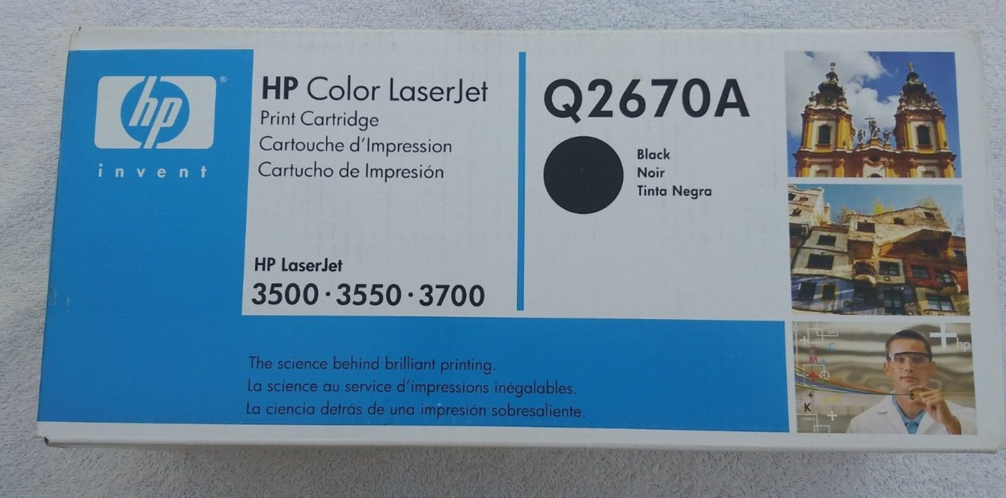 Genuine HP Q2670A Black Color LaserJet Print Cartridge New Sealed 3500 3550 3700