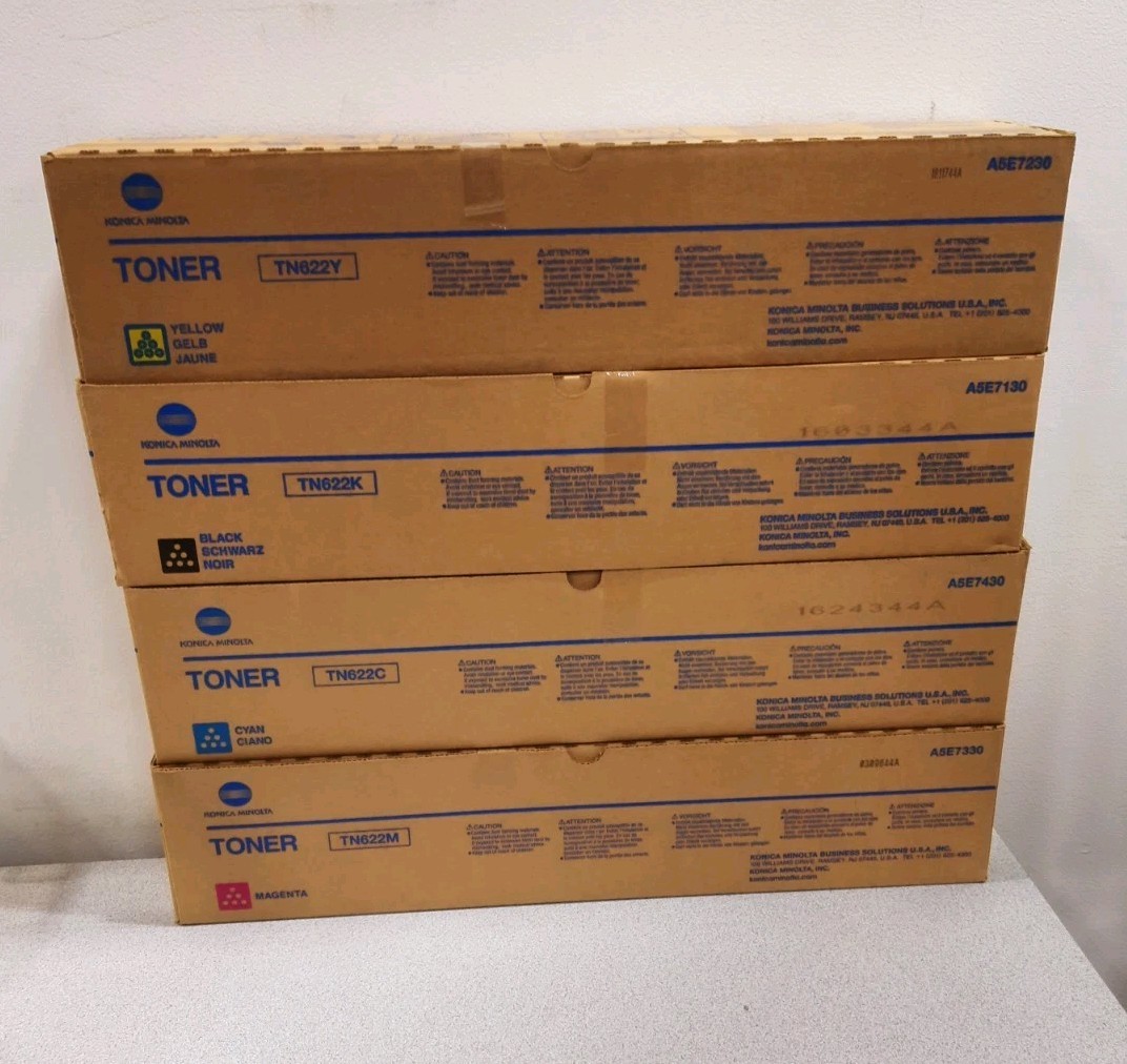 New Set of OEM Konica Minolta Toner TN622 K/C/M/Y for C6085 C6100 C1085 C1100