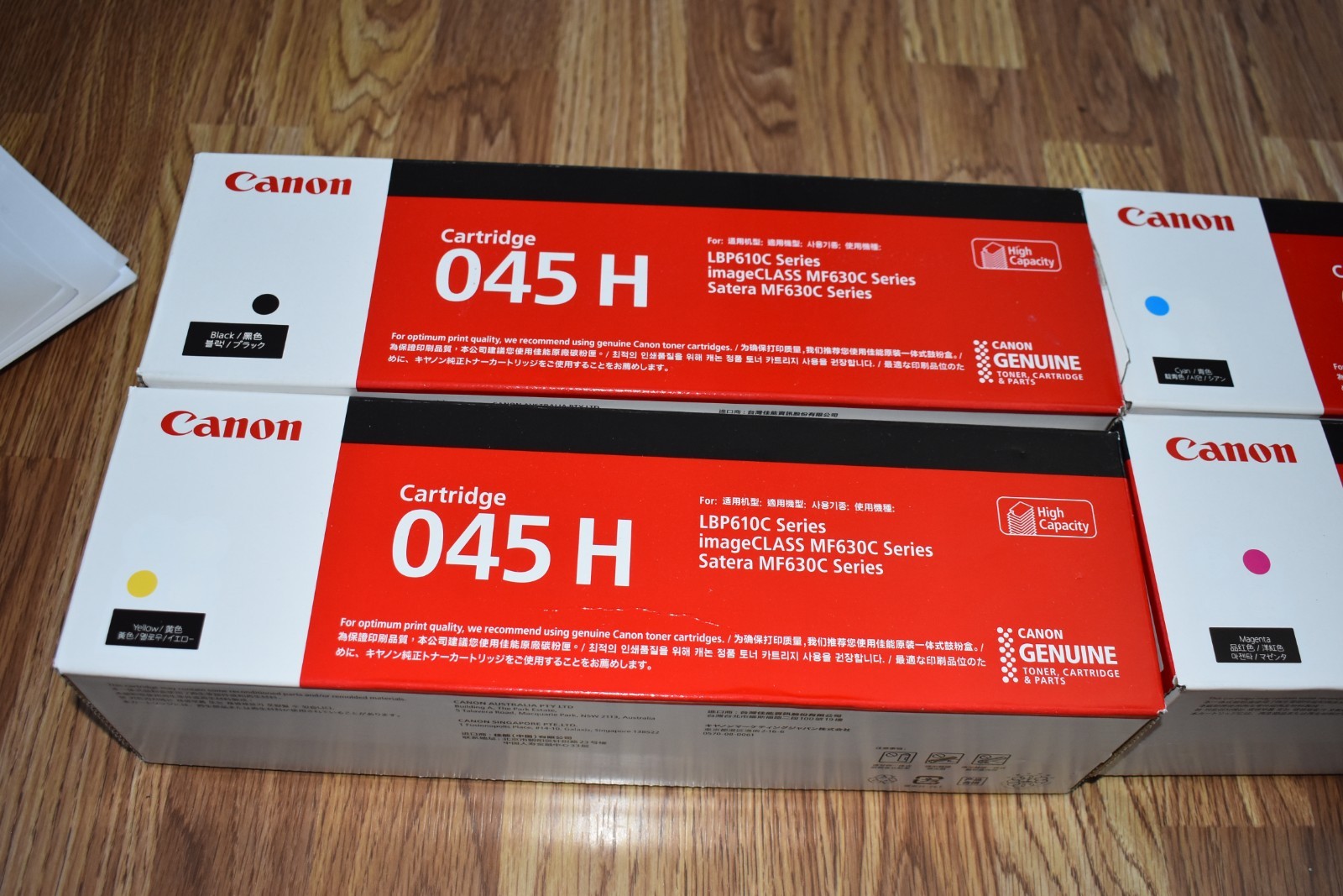 New Genuine Canon 045H (Black/C/M/Y) 4 Color Toner Set LBP612/MF632/634