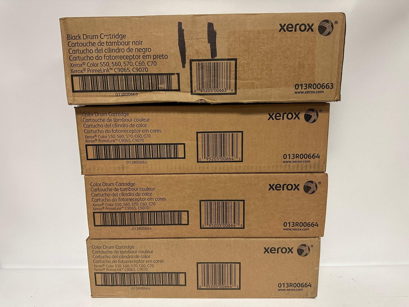 4 OEM Xerox C550,560,570,C60,C70 Drums 013R00663, 013R00664 (1 Black, 3 Color)