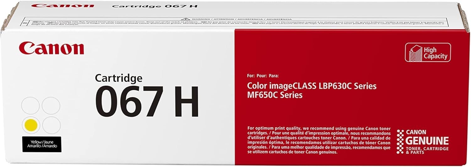 Genuine Canon 067H High Yield Toner Cartridge Set (Black, Cyan, Magenta, Yellow)