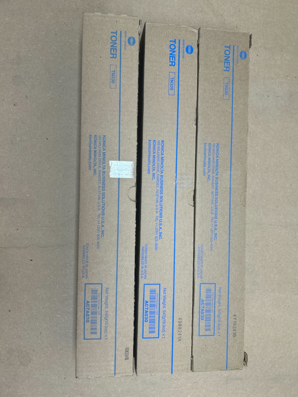 Lot of 3 Konica Minolta TN330 (AC7A030) Black Toner Cartridge Bizhub 300i, 360i