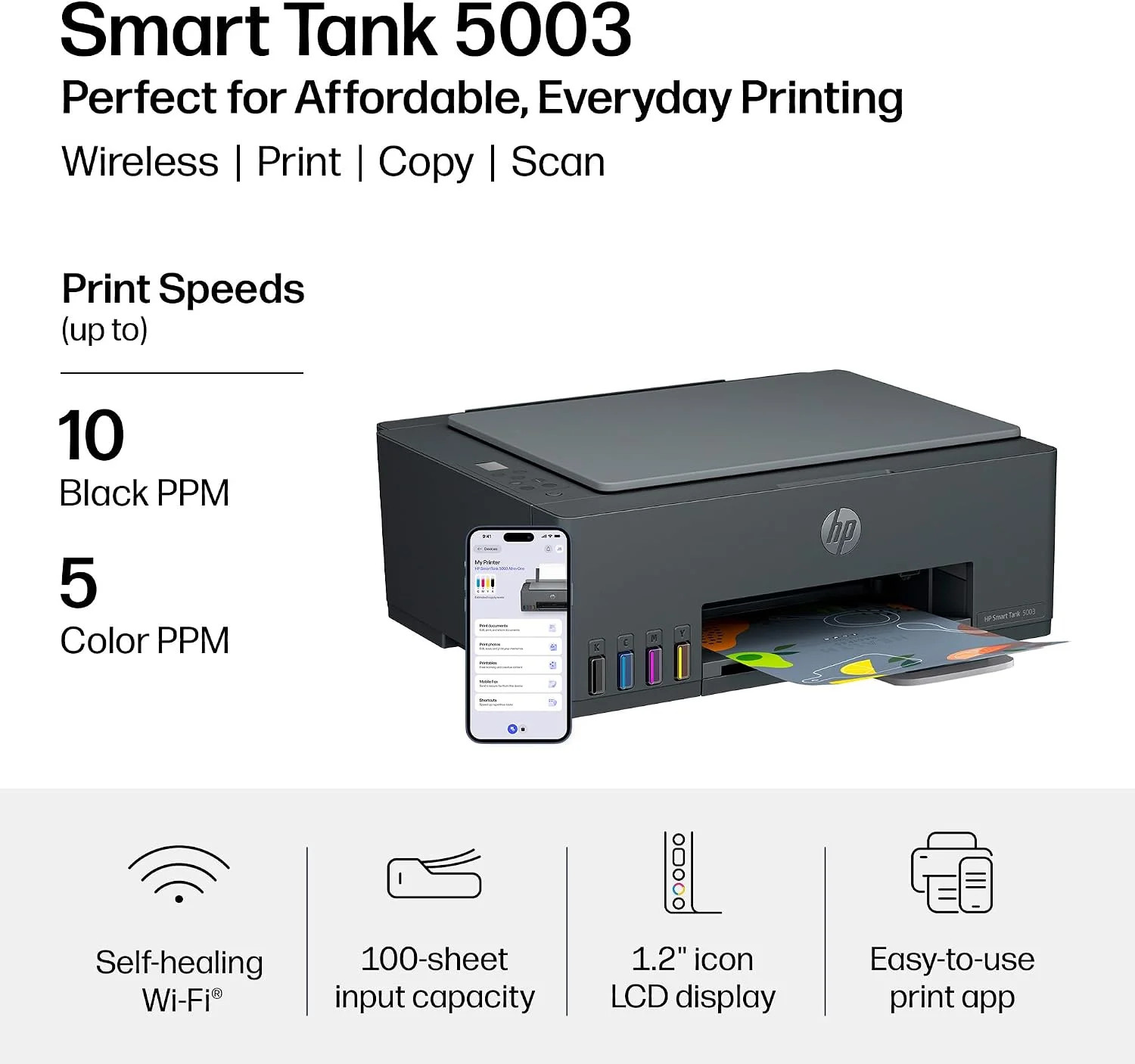 HP Smart Tank 5003 Wireless All-in-One Ink Tank Printer, Scanner, Copier with up